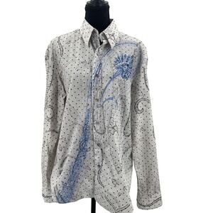 Robert‎ Graham Tailored Fit Button Up Shirt Mens Large Paisley Print Embroidered